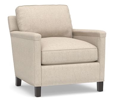 Tyler Square Arm Upholstered Armchair without Nailheads, Down Blend Wrapped Cushions, Performance Everydaylinen(TM) Oatmeal - Image 2
