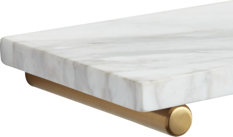 Small Brass and White Marble Shelf - Image 4