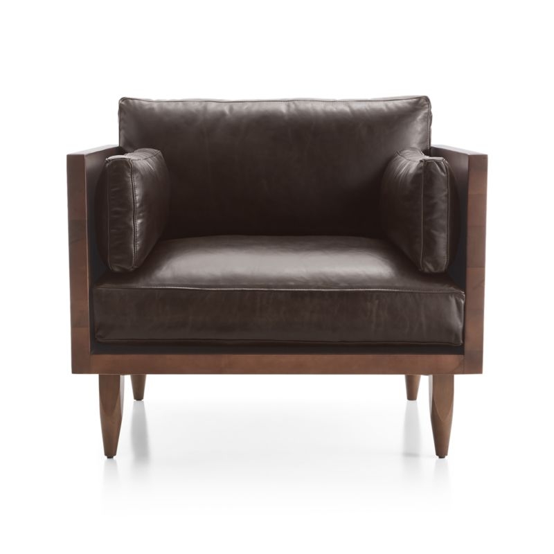 Sherwood Leather Exposed Wood Frame Chair - Image 1