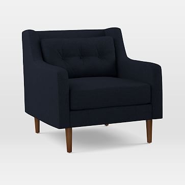 Crosby Arm Chair, Twill, Black Indigo, Pecan - Image 2