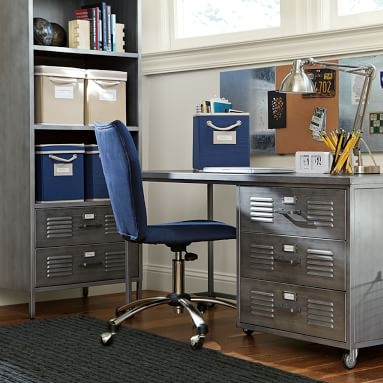 Locker Storage Desk, Gray Metal - Image 2