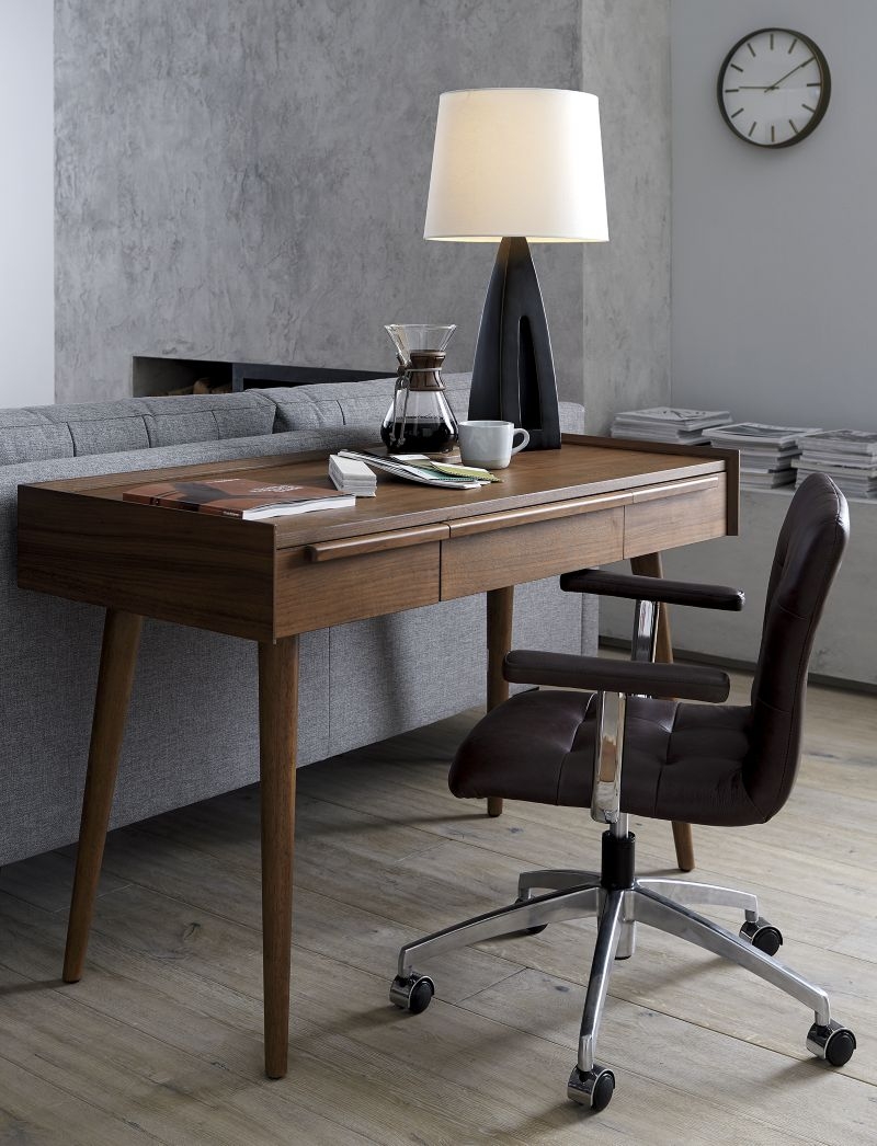 Tate 48" Walnut Desk with Power Outlet - Image 1