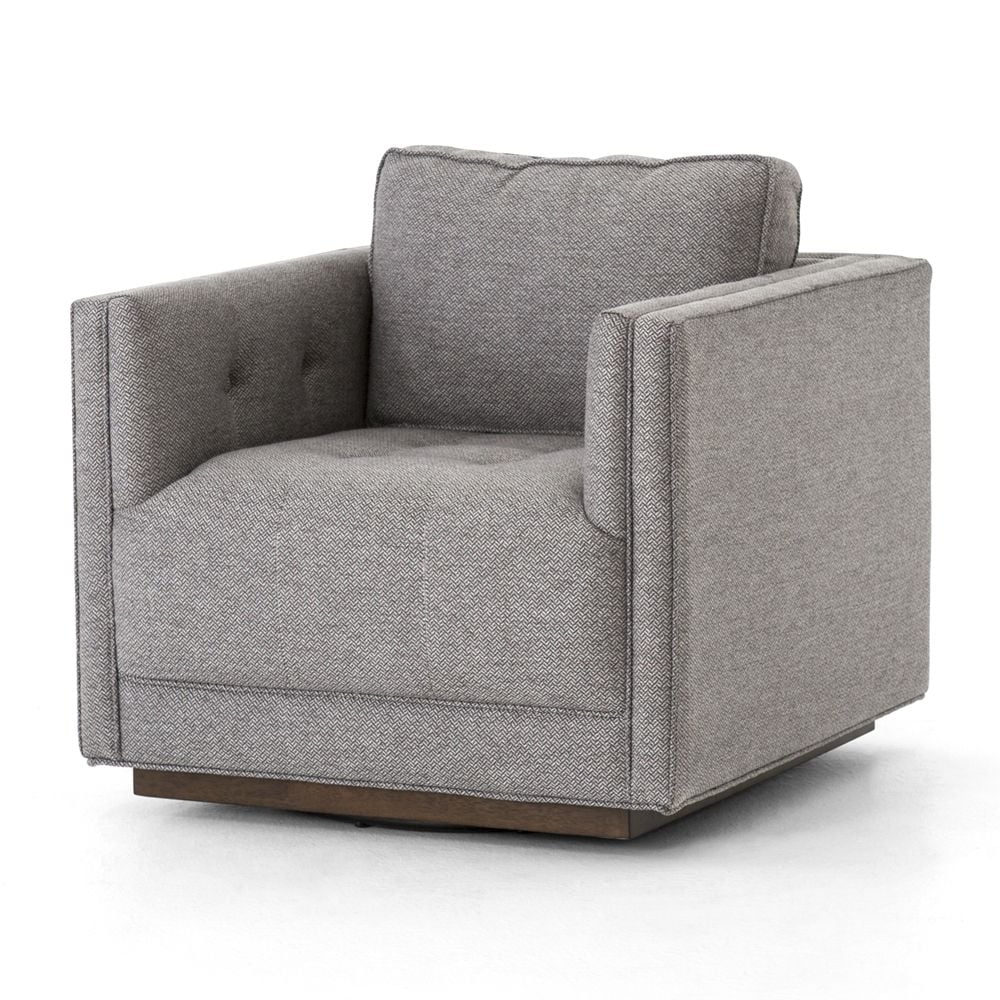 Wylie Grey Tufted Swivel Chair - Image 0