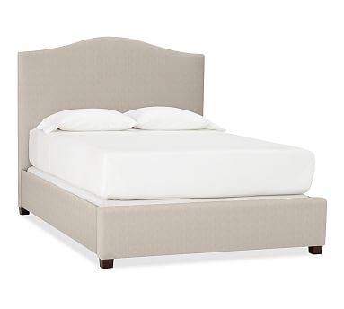 Raleigh Curved Upholstered Bed without Nailheads, Full, Tall Headboard 58"h, Sunbrella(R) Performance Sahara Weave Oatmeal - Image 0