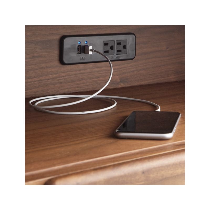 Tate 2-Drawer Midcentury Nightstand with Power Outlet, Restock in early May, 2022. - Image 1