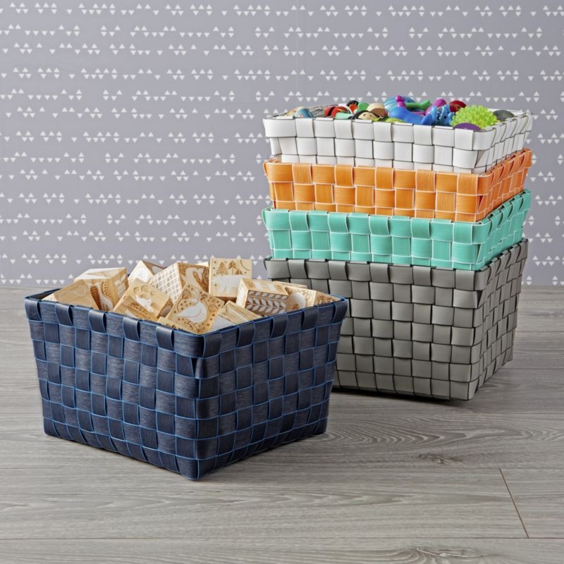 Strapping Woven White Shelf Basket - Image 1