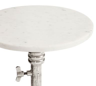 Melvin Round Marble Adjustable Accent Table, White - Image 2