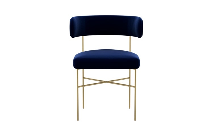 Audrey Dining Chair with Oxford Blue Fabric and Matte Brass legs - Image 0