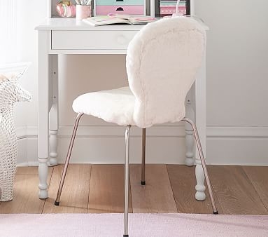 Round Stationary Upholstered Task Chair, Pink Fur, Unlimited Flat Rate Delivery - Image 0