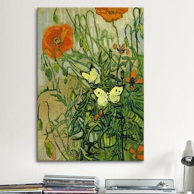 'Butterflies and Poppies' by Vincent van Gogh Graphic Art Print - Image 0
