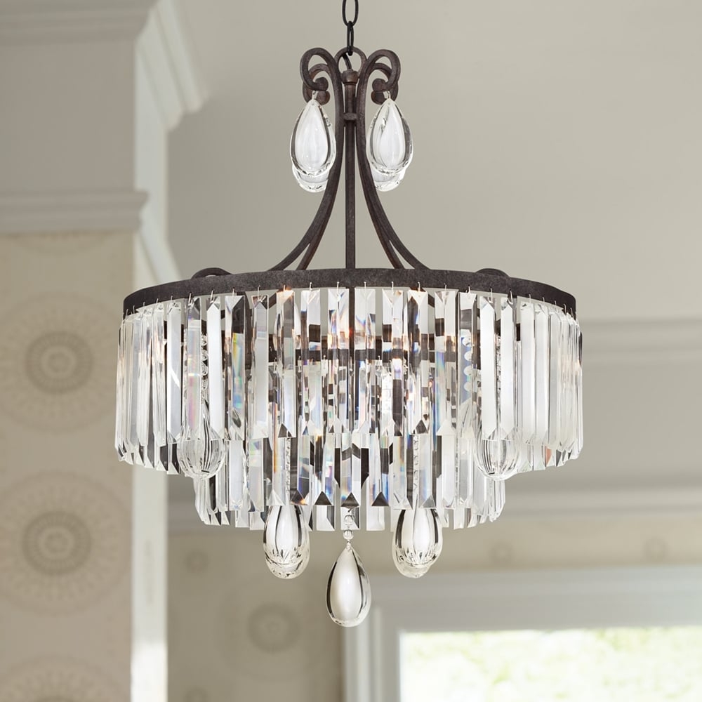 Vienna Full Spectrum Bruini  20" 4-Light Bronze and Crystal Chandelier - Image 0