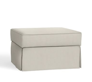 PB Comfort Slipcovered Storage Ottoman, Polyester Wrapped Cushions, Performance Everydaysuede(TM) Stone - Image 2