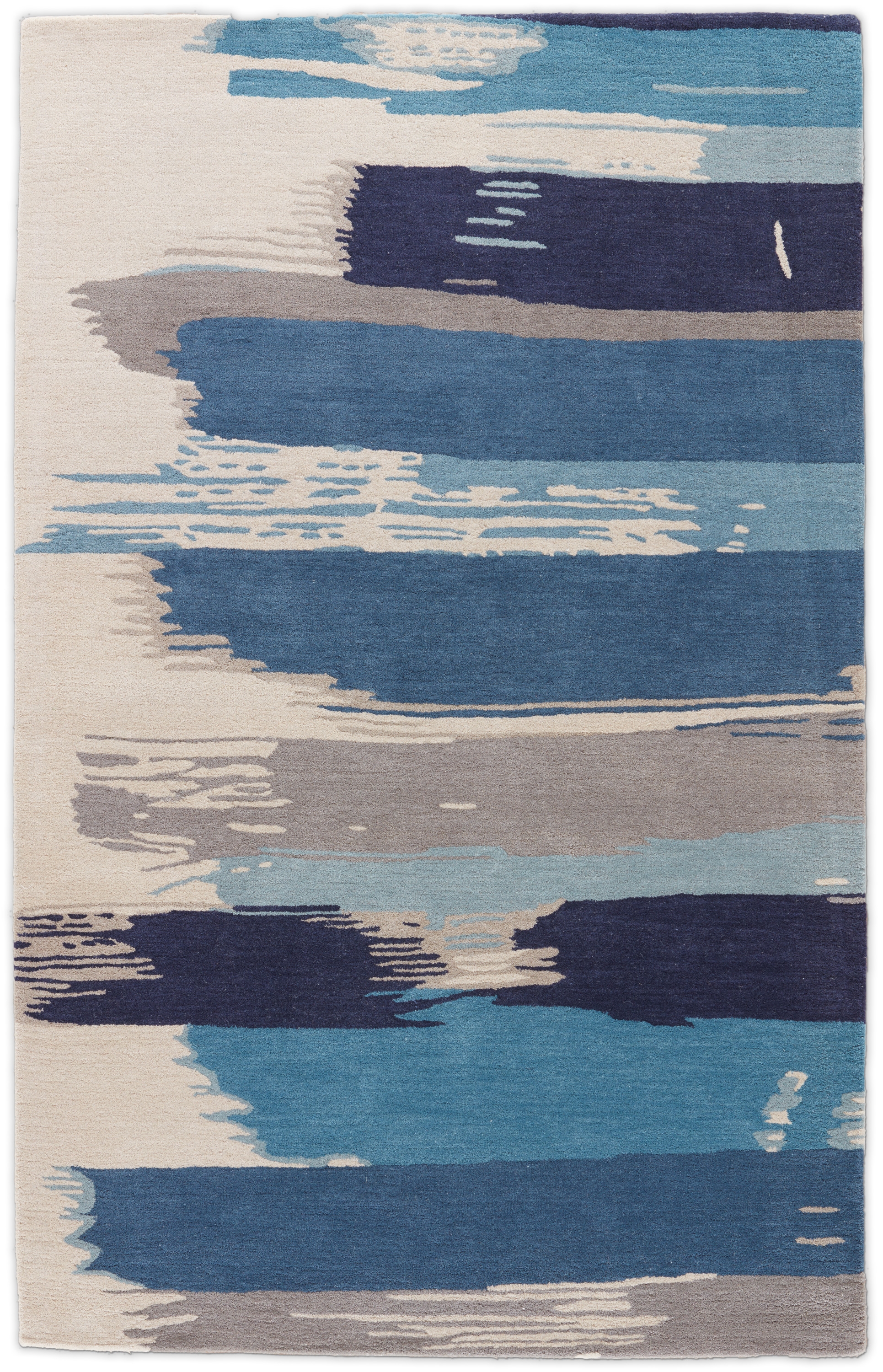 Luli Sanchez by Painterly Handmade Abstract Blue/ Gray Area Rug (5' X 8') - Image 4