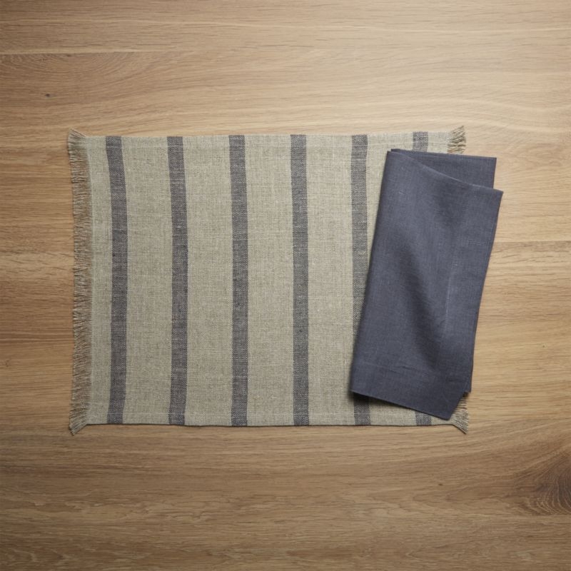 Beckett Grey Stripe Linen Placemat - Image 2