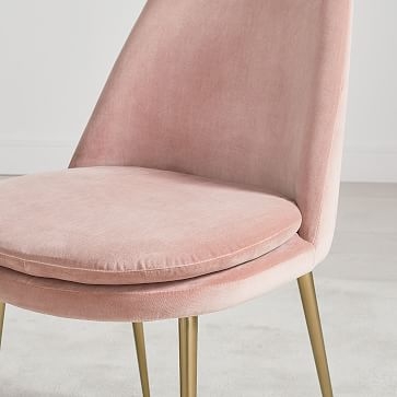 Finley Low Back Dining Chair, Astor Velvet, Grapefruit, Light Bronze,individual - Image 4