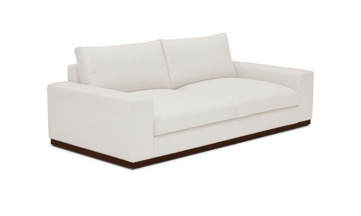 White Holt Mid Century Modern Sofa - Merit Snow - Mocha - Image 1