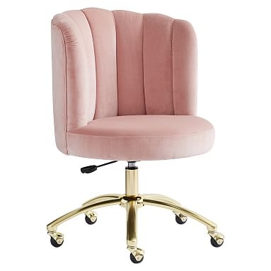Channel Stitch Task Chair, Luxe Velvet Dusty Rose - Image 0
