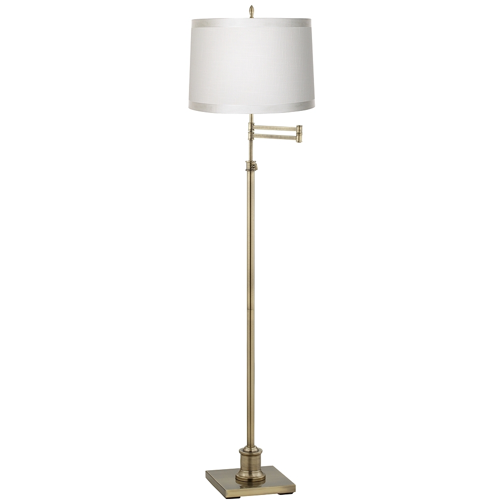 360 Lighting Westbury Off-White Shade Brass Swing Arm Floor Lamp - Image 0
