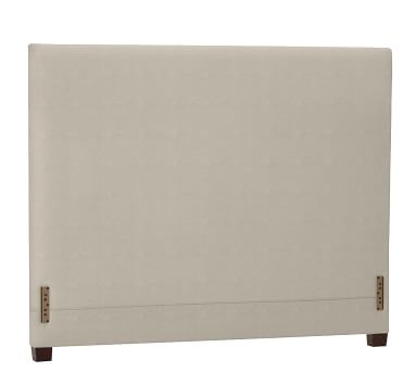 Raleigh Square Upholstered Tall Headboard 53"h, with Pewter Nailheads, Queen, Performance Slub Cotton White - Image 3