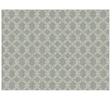 Custom Scroll Tile Hand Tufted Wool Rug, Marine, 9 x 12' - Image 0