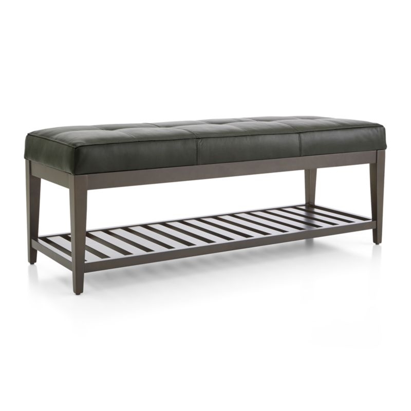 Nash Leather Small Tufted Bench with Slats - Image 2
