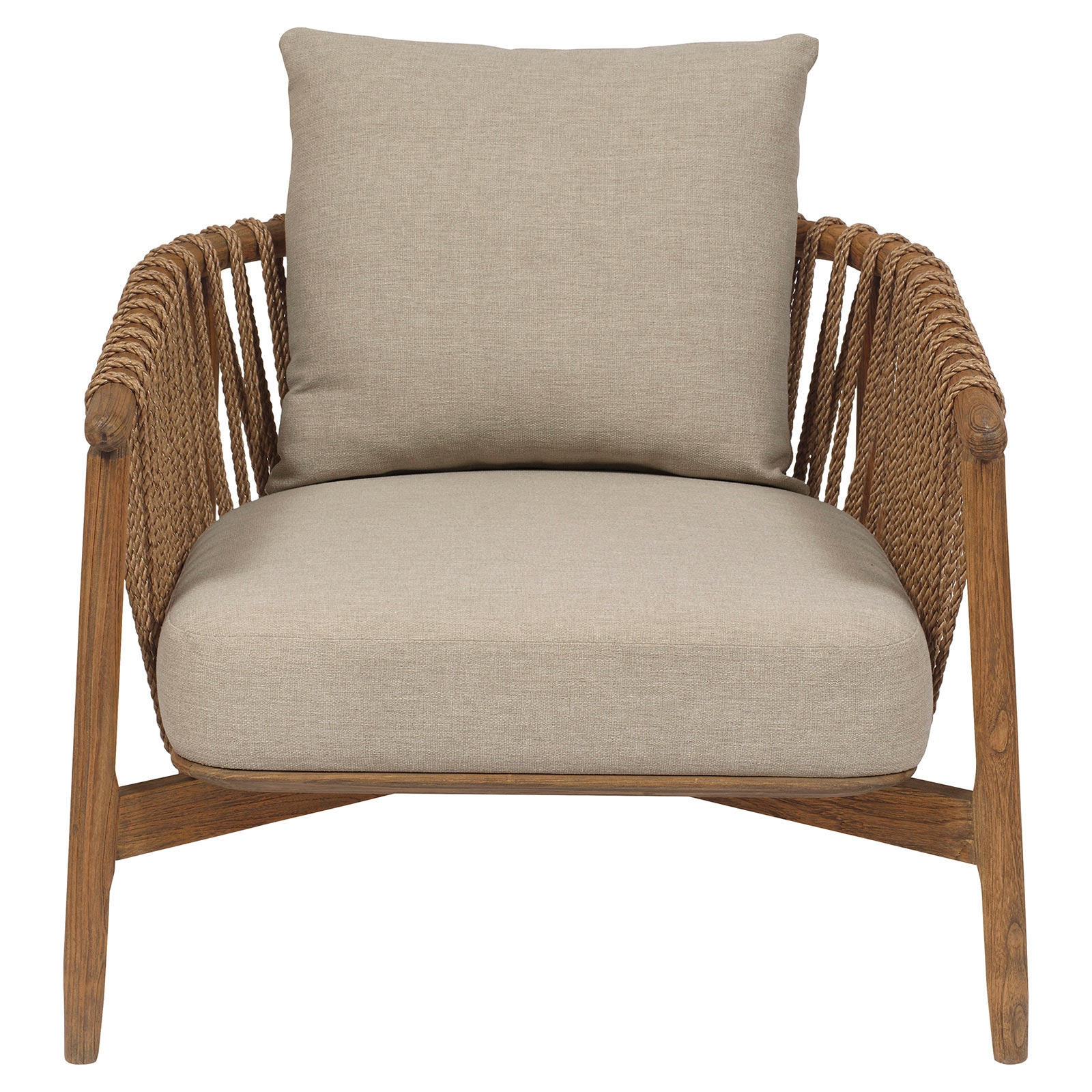 Taelyn Rustic Lodge Sand Cushion Teak Living Room Armchair - Image 1