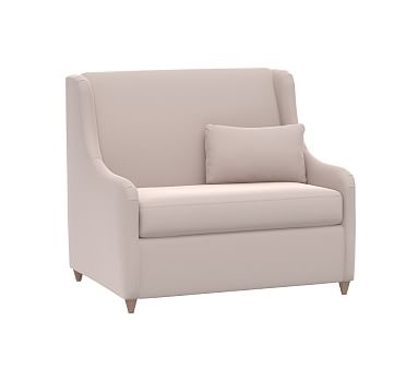 Merced Chair and a Half Sleeper, Performance Everyday Velvet Pale Blush (A), Driftwood - Image 0