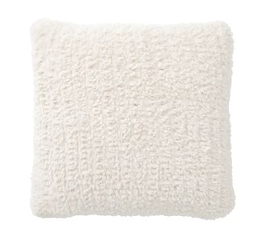 Knitted Faux Fur Pillow, 20 Inches, Ivory - Image 0