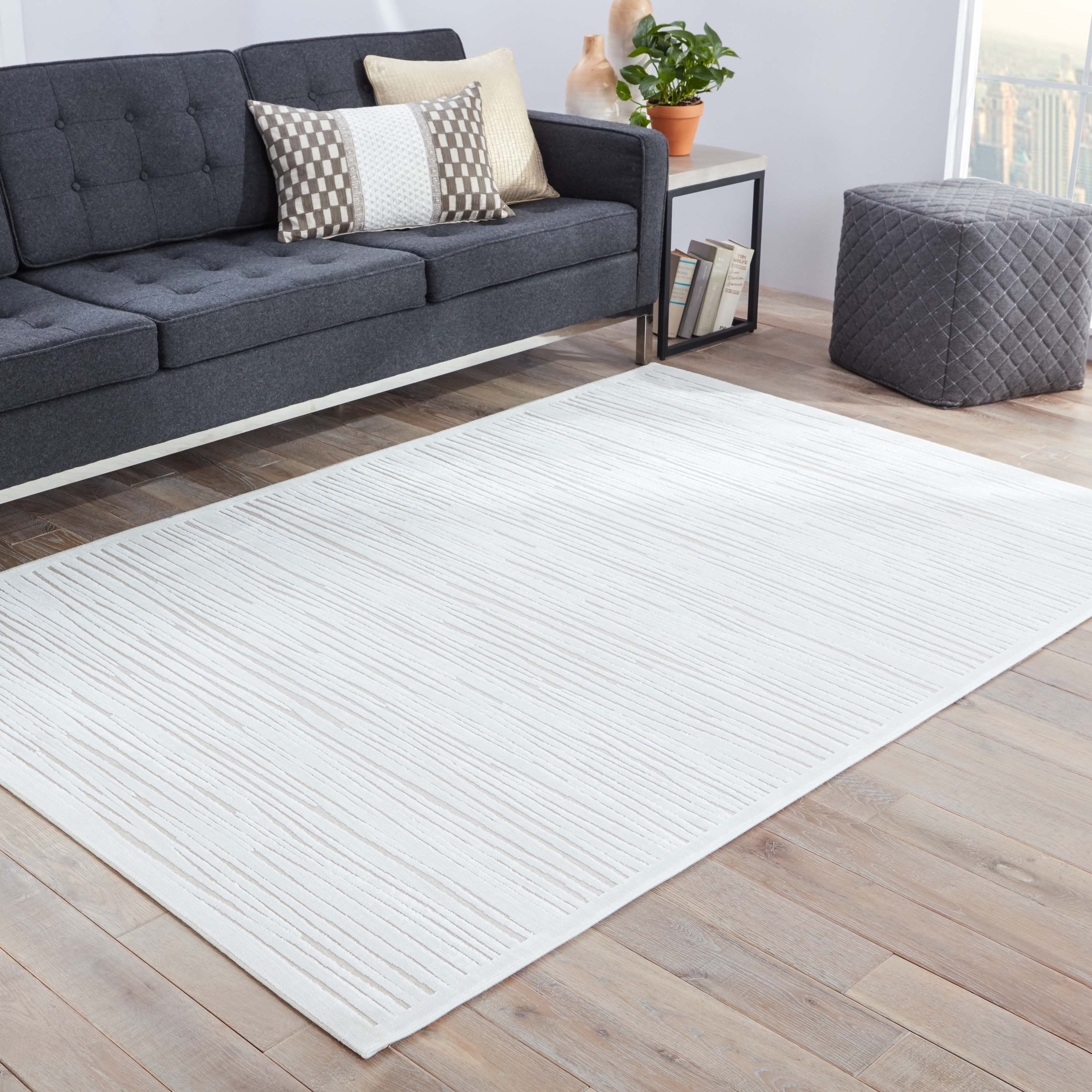Linea Abstract White Area Rug (7' 6" X 9'6") - Image 4
