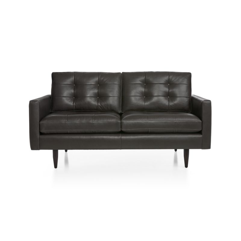 Petrie Leather Midcentury Loveseat - Image 1