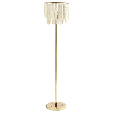 Capiz Strip Floor Lamp, Pearl/Gold - Image 0