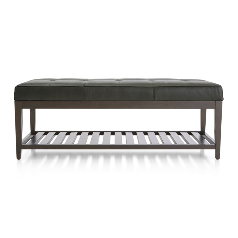 Nash Leather Small Tufted Bench with Slats - Image 1