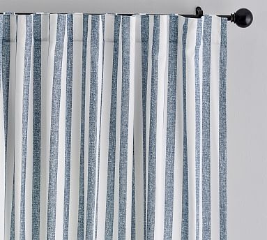 Eden Stripe Curtain Set of 2 , 96", Blue - Image 0
