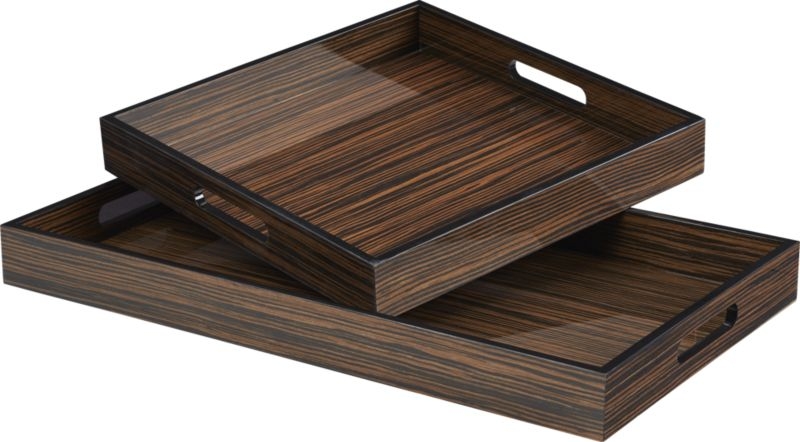 Ebony Square Wood Tray - Image 4