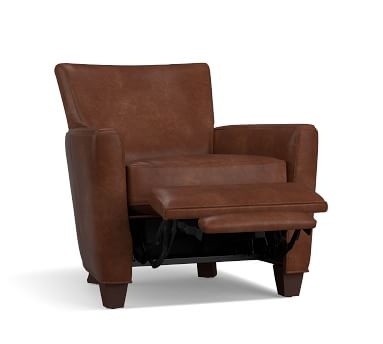 Irving Square Arm Leather Power Tech Recliner, Polyester Wrapped Cushions, Statesville Molasses - Image 1