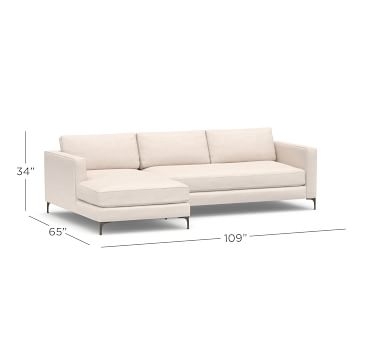Jake Upholstered Left Arm 2-Piece Sectional with Chaise 2x1 with Bronze Legs, Polyester Wrapped Cushions, Textured Twill Light Gray - Image 1