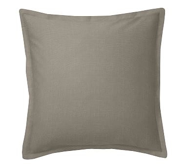 Custom Upholstery Fabric Flanged Pillow Cover, 24", Linen Blend Gunmetal Gray - Image 0