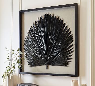 Palm Leaf Shadow Box Art, Black, Large - Image 0
