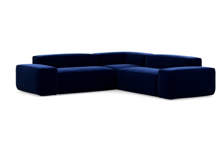 Gray Corner Sectional with Blue Bergen Blue Fabric - Image 3
