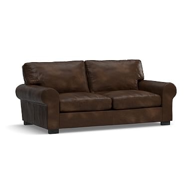 Turner Roll Arm Leather Loveseat 2-Seater 78.5", Down Blend Wrapped Cushions, Vintage Cocoa - Image 2