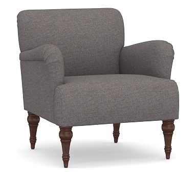 Hadley Upholstered Armchair, Polyester Wrapped Cushions, Brushed Crossweave Charcoal - Image 2