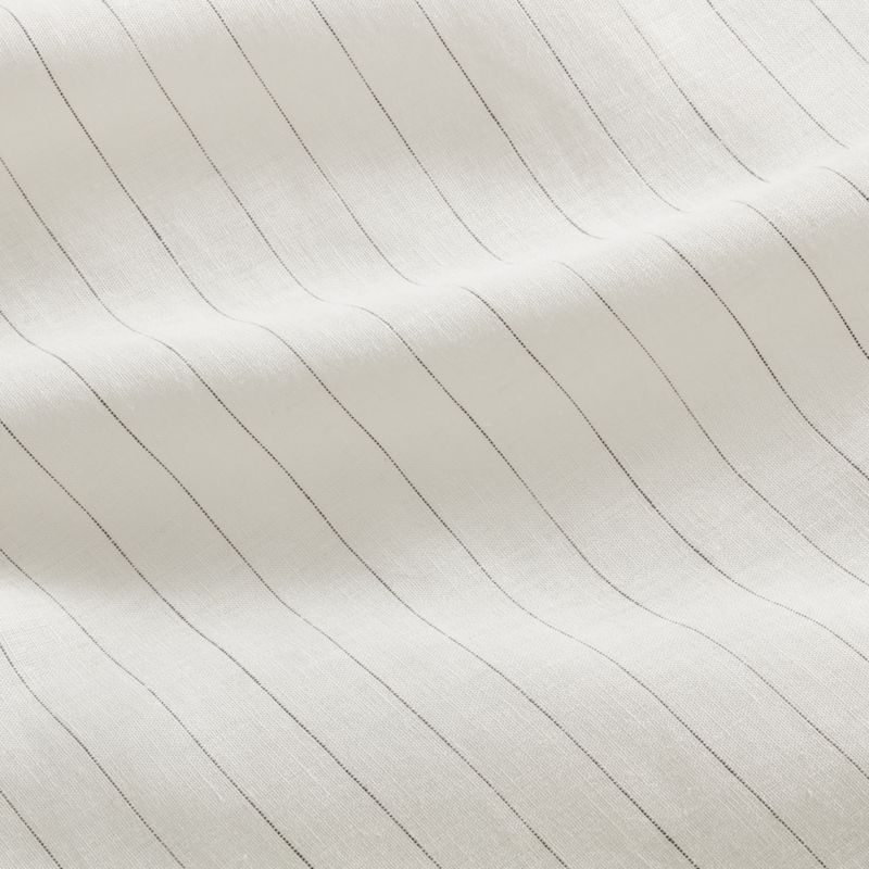 Pure Linen Pinstripe Warm White Full/Queen Duvet Cover - Image 3
