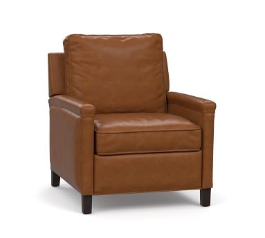 Tyler Square Arm Leather Recliner with Nailheads, Down Blend Wrapped Cushions, Statesville Toffee - Image 4