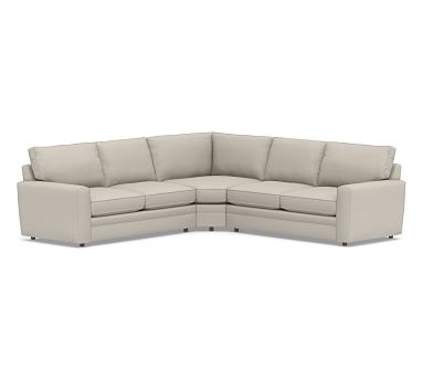 Pearce Square Arm Upholstered 3-Piece L-Shaped Wedge Sectional, Down Blend Wrapped Cushions, Performance Heathered Tweed Pebble - Image 0