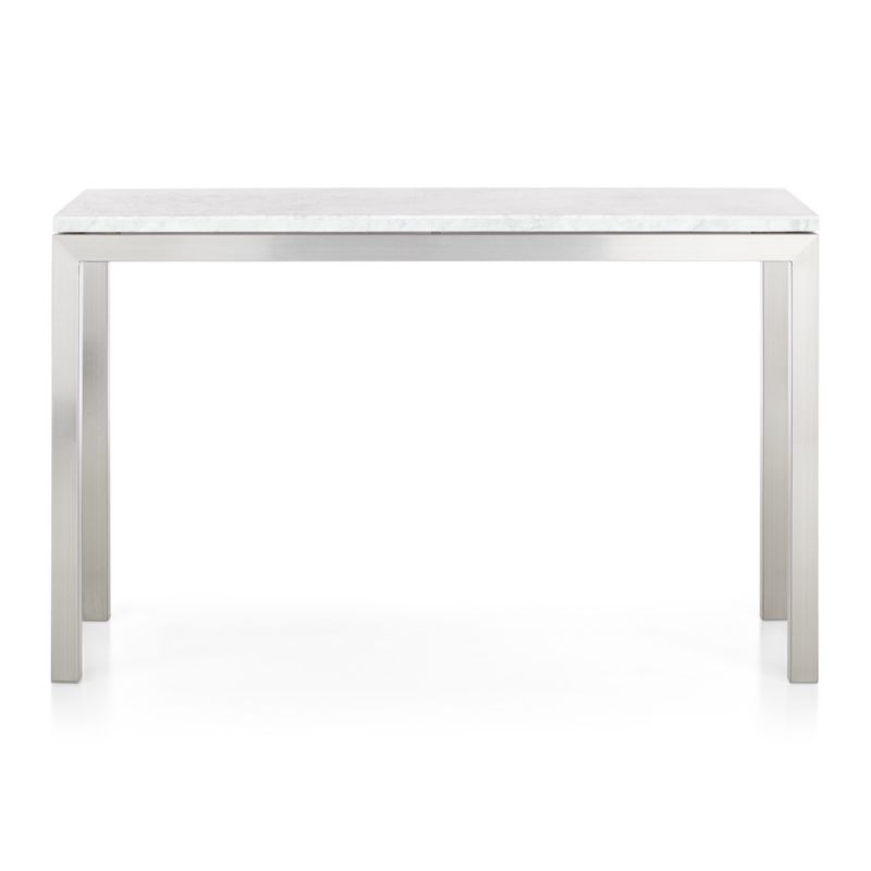 Parsons White Marble Top/ Stainless Steel Base 48x16 Console - Image 1