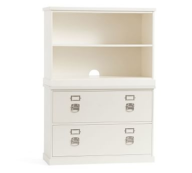 Bedford Bookcase with 2-Drawer Lateral File Cabinet, Antique White, 41"L x 58.5"H - Image 0