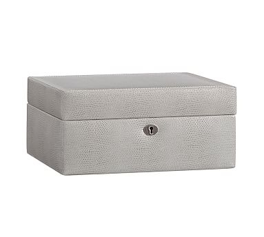 Personalized McKenna Leather Medium Jewelry Box, Gray - Image 2