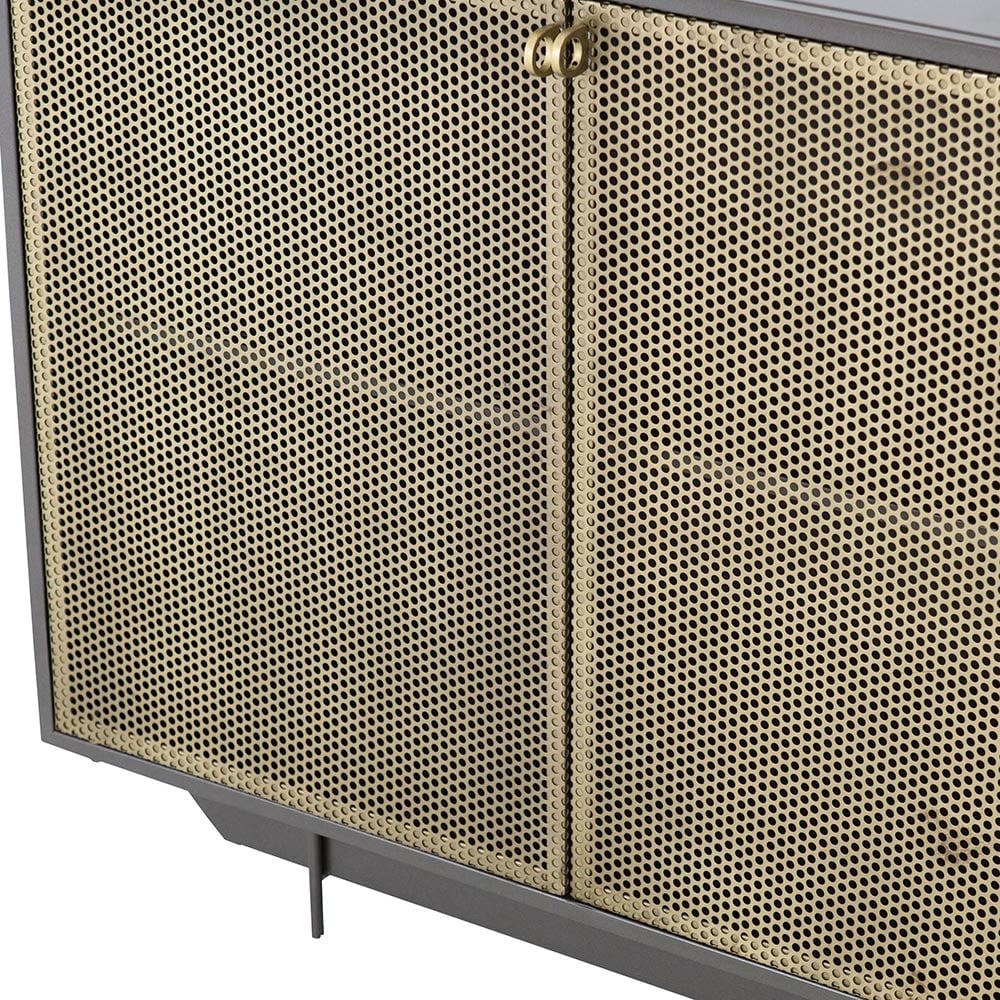 Emma Mid Century Durable 4 Door Brass Patina Grey Steel Body Sideboard - Image 10