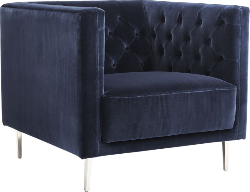 Savile Midnight Blue Velvet Chair - Image 2