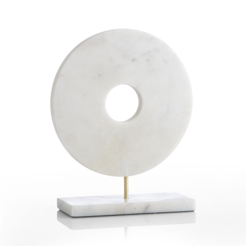 White Marble Circle on Stand - Image 4